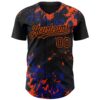 Custom Black Royal-Orange Splash Authentic Baseball Jersey