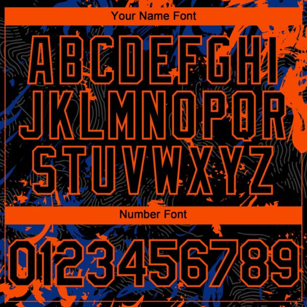 Custom Black Royal-Orange Splash Authentic Baseball Jersey