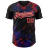 Custom Black Red Royal-White Splash Authentic Baseball Jersey