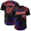Custom Black Red Royal-White Splash Authentic Baseball Jersey