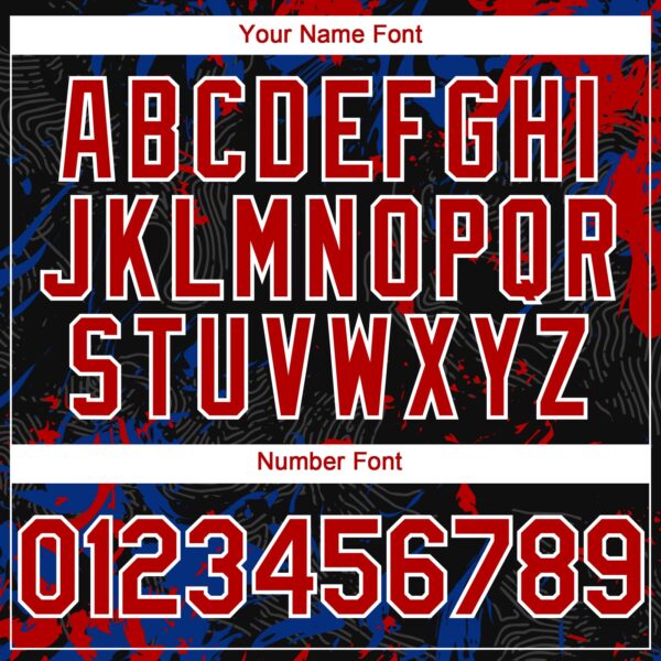 Custom Black Red Royal-White Splash Authentic Baseball Jersey