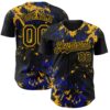 Custom Black Royal-Gold Splash Authentic Baseball Jersey