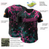 Custom Black Teal-Pink Splash Authentic Baseball Jersey