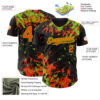 Custom Black Orange-Neon Green Splash Authentic Baseball Jersey