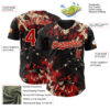 Custom Black Red-Cream Splash Authentic Baseball Jersey