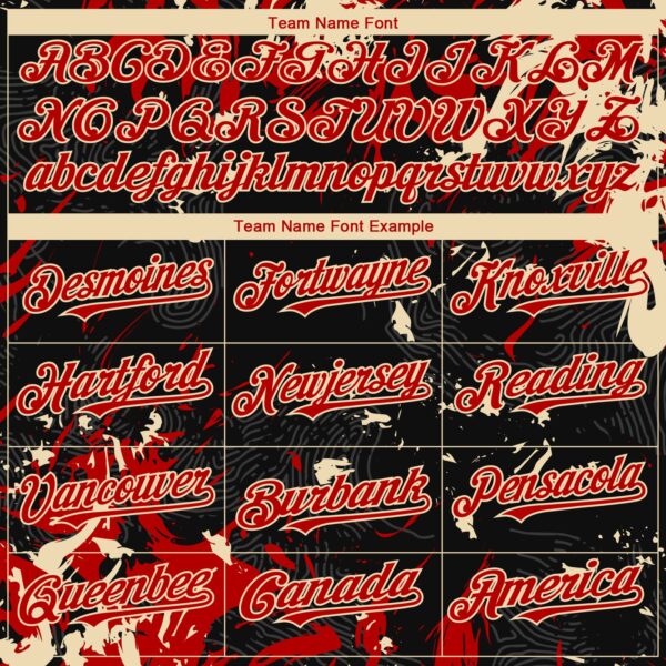 Custom Black Red-Cream Splash Authentic Baseball Jersey