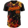 Custom Black Red-Gold Splash Authentic Baseball Jersey