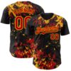 Custom Black Red-Gold Splash Authentic Baseball Jersey