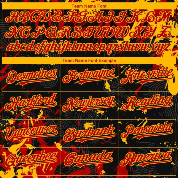 Custom Black Red-Gold Splash Authentic Baseball Jersey