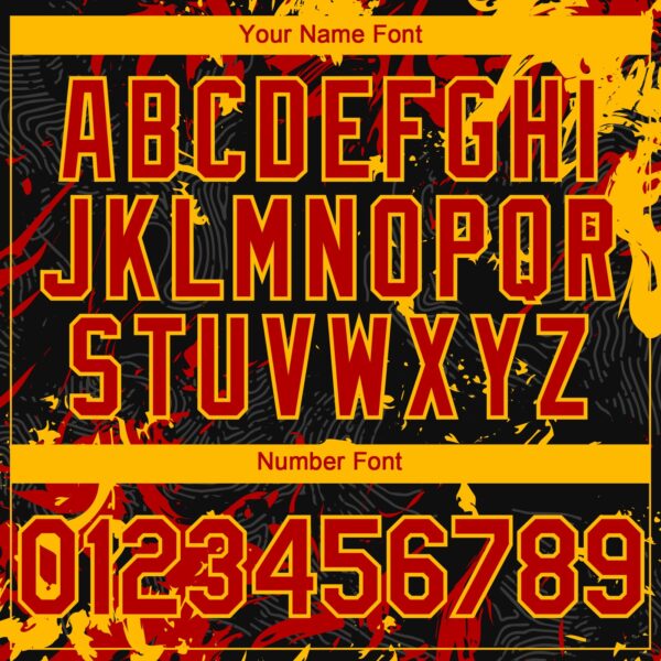 Custom Black Red-Gold Splash Authentic Baseball Jersey