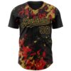 Custom Black Red-Old Gold Splash Authentic Baseball Jersey