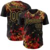 Custom Black Red-Old Gold Splash Authentic Baseball Jersey
