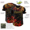 Custom Black Red-Old Gold Splash Authentic Baseball Jersey
