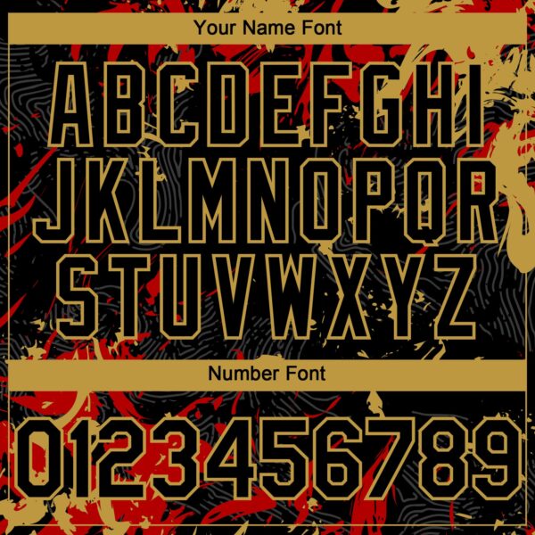 Custom Black Red-Old Gold Splash Authentic Baseball Jersey