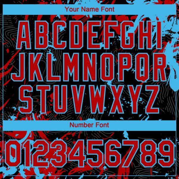 Custom Black Red-Sky Blue Splash Authentic Baseball Jersey