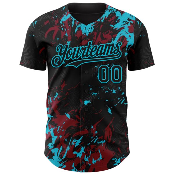 Custom Black Crimson-Lakes Blue Splash Authentic Baseball Jersey