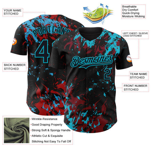 Custom Black Crimson-Lakes Blue Splash Authentic Baseball Jersey