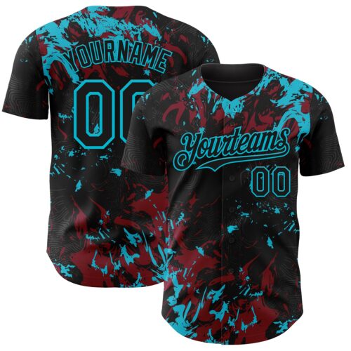 Custom Black Crimson-Lakes Blue Splash Authentic Baseball Jersey