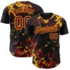 Custom Black Crimson-Gold Splash Authentic Baseball Jersey