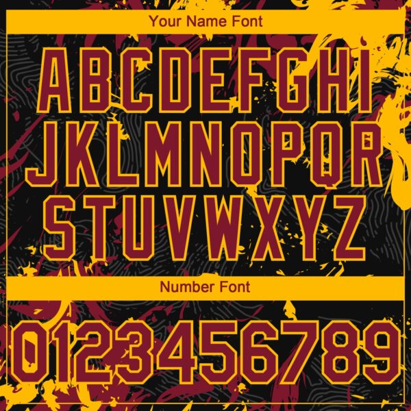 Custom Black Crimson-Gold Splash Authentic Baseball Jersey