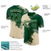 Custom Green Cream 3D Pattern Design Abstract Brush Stroke Performance T-Shirt