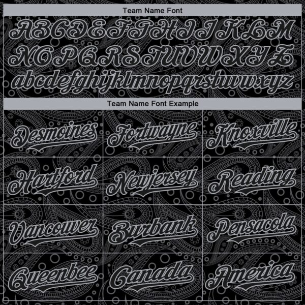 Custom Black Gray Rave Party Ethnic Paisley Bandana Authentic Baseball Jersey