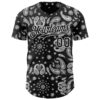 Custom Black White Rave Party Ethnic Paisley Bandana Authentic Baseball Jersey