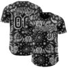 Custom Black White Rave Party Ethnic Paisley Bandana Authentic Baseball Jersey