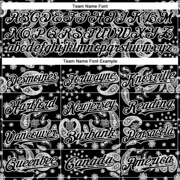 Custom Black White Rave Party Ethnic Paisley Bandana Authentic Baseball Jersey