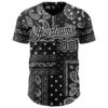 Custom Black White Rave Party Ethnic Paisley Bandana Authentic Baseball Jersey