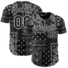 Custom Black White Rave Party Ethnic Paisley Bandana Authentic Baseball Jersey