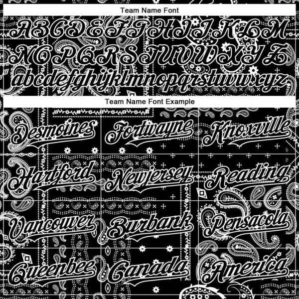 Custom Black White Rave Party Ethnic Paisley Bandana Authentic Baseball Jersey