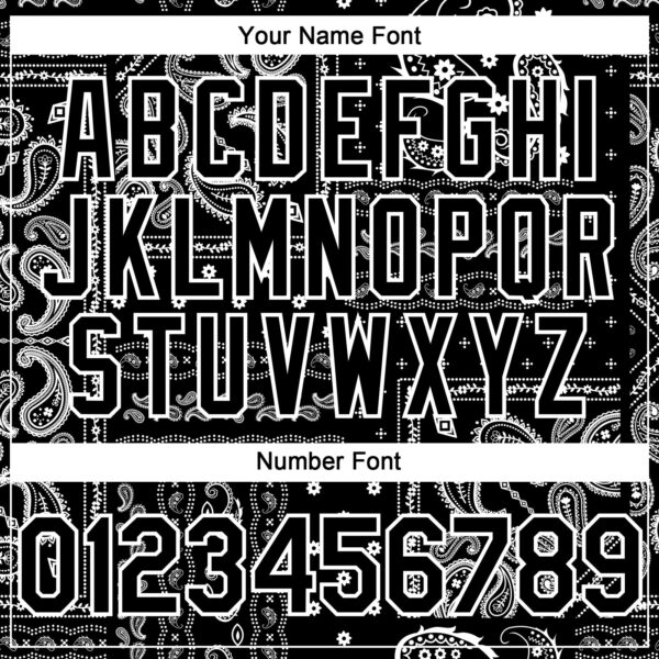 Custom Black White Rave Party Ethnic Paisley Bandana Authentic Baseball Jersey