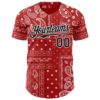 Custom Red Black-White Rave Party Ethnic Paisley Bandana Authentic Baseball Jersey
