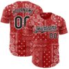 Custom Red Black-White Rave Party Ethnic Paisley Bandana Authentic Baseball Jersey