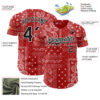 Custom Red Black-White Rave Party Ethnic Paisley Bandana Authentic Baseball Jersey