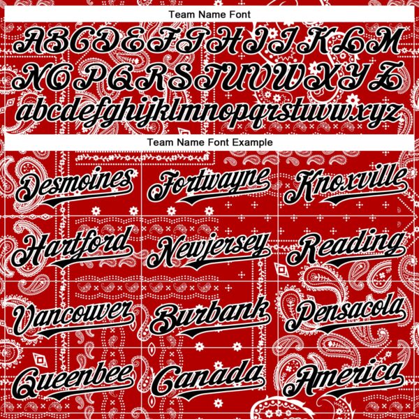 Custom Red Black-White Rave Party Ethnic Paisley Bandana Authentic Baseball Jersey