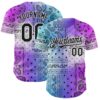 Custom Purple Black Blue-White Gradient Rave Party Ethnic Paisley Bandana Authentic Baseball Jersey