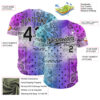 Custom Purple Black Blue-White Gradient Rave Party Ethnic Paisley Bandana Authentic Baseball Jersey