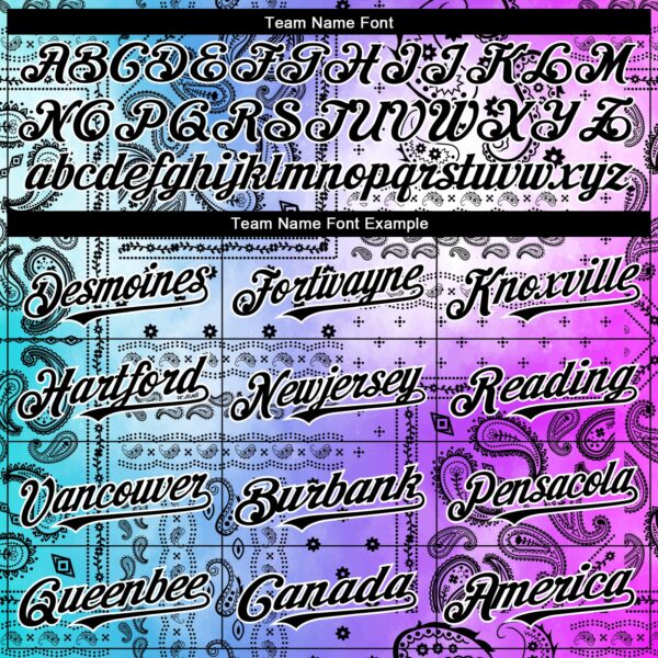 Custom Purple Black Blue-White Gradient Rave Party Ethnic Paisley Bandana Authentic Baseball Jersey