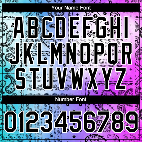 Custom Purple Black Blue-White Gradient Rave Party Ethnic Paisley Bandana Authentic Baseball Jersey