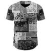 Custom Black Gray-White Rave Party Ethnic Paisley Bandana Authentic Baseball Jersey