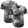 Custom Black Gray-White Rave Party Ethnic Paisley Bandana Authentic Baseball Jersey