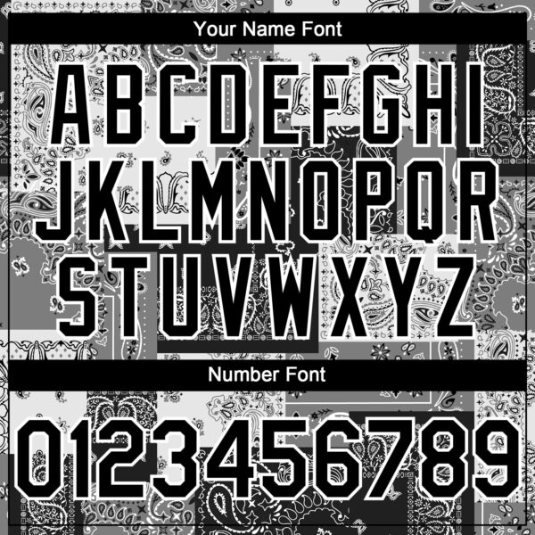 Custom Black Gray-White Rave Party Ethnic Paisley Bandana Authentic Baseball Jersey