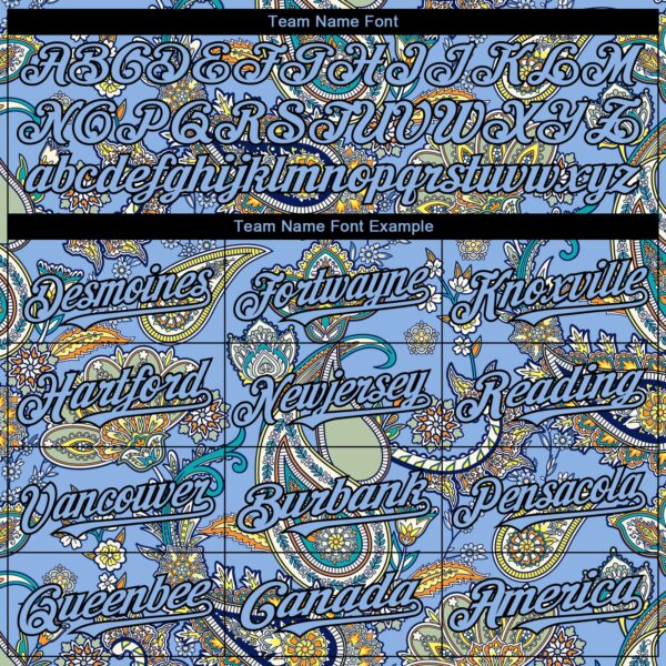 Custom Light Blue Black Rave Party Ethnic Paisley Bandana Authentic Baseball Jersey