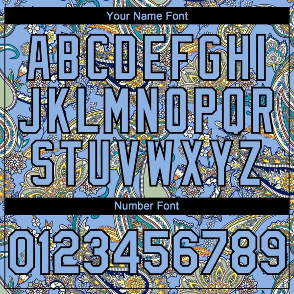 Custom Light Blue Black Rave Party Ethnic Paisley Bandana Authentic Baseball Jersey