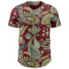Custom Crimson Black Rave Party Ethnic Paisley Bandana Authentic Baseball Jersey
