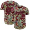 Custom Crimson Black Rave Party Ethnic Paisley Bandana Authentic Baseball Jersey