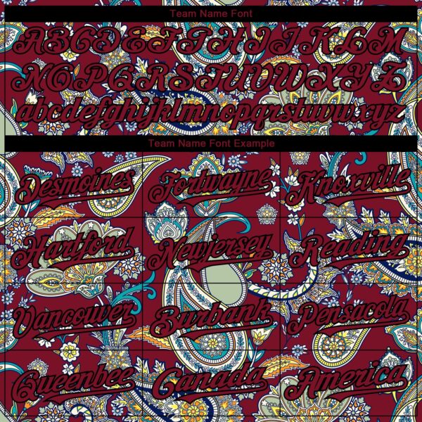 Custom Crimson Black Rave Party Ethnic Paisley Bandana Authentic Baseball Jersey