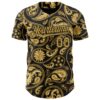 Custom Black Old Gold Rave Party Ethnic Paisley Bandana Authentic Baseball Jersey